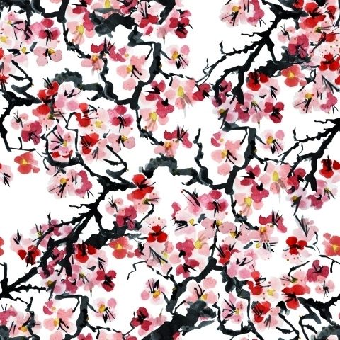 Elegant seamless pattern with watercolor blooming sakura flowers, design elements. Floral pattern for invitations, greeting cards, scrapbooking, print, gift wrap, manufacturing, textile.